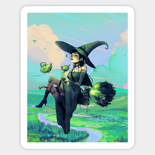 Green Field Witch Sticker by Clifficus